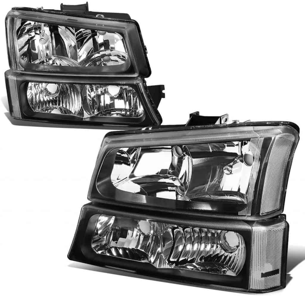 4PCS BlackClear Headlights + Bumper Lamps