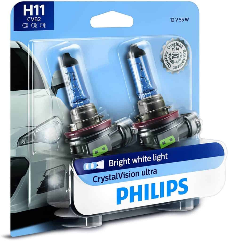 Philips 12362CVB2 H11 CrystalVision Ultra Upgraded Bright White Headlight Bulb